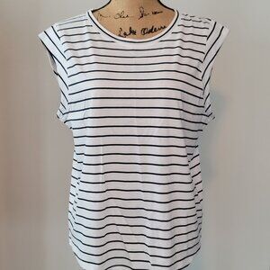 Talbots Top White with Black Stripes Large New with Tag!  2024